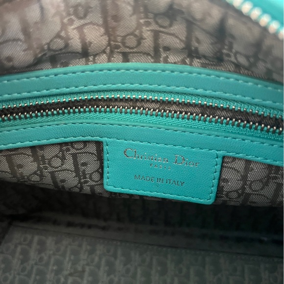 RARE Turquoise Medium Lady Dior in Vintage Style Christian Dior Lambskin - Picture 14 of 16